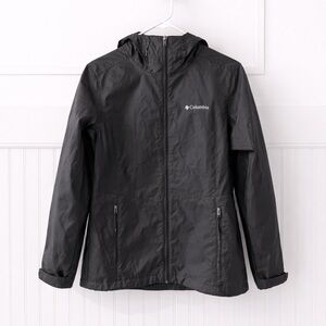 Columbia Black Hooded Lightweight Rain Jacket